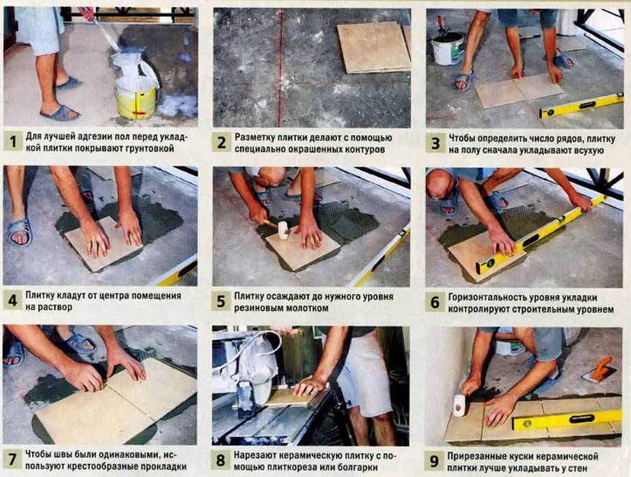 Как положить плитку на деревянный пол - 3 метода и советы мастеров
