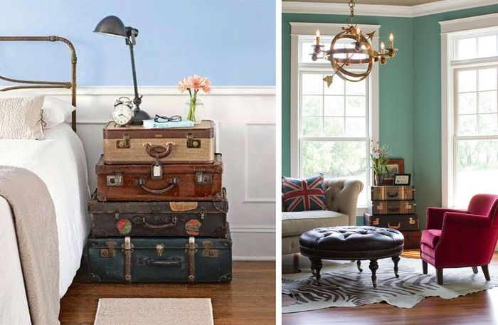Декор старого чемодана — идеи для интерьера +75 фото
