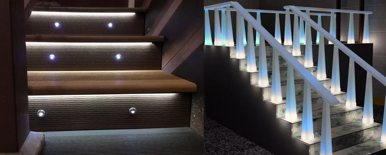 Подсветка лестницы светодиодной лентой - монтаж и установка.