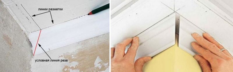 Примеры, как вырезать угол потолочного плинтуса и напольного, с фото и видео инструкциями, обзор как правильно отрезать потолочный плинтус и подогнать ровно стыки