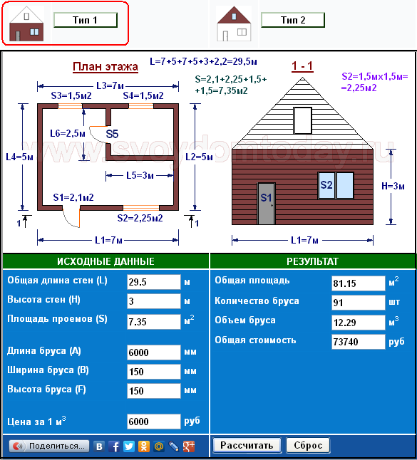 Онлайн калькулятор расчета бруса на дом. расчет бруса на строительство дома