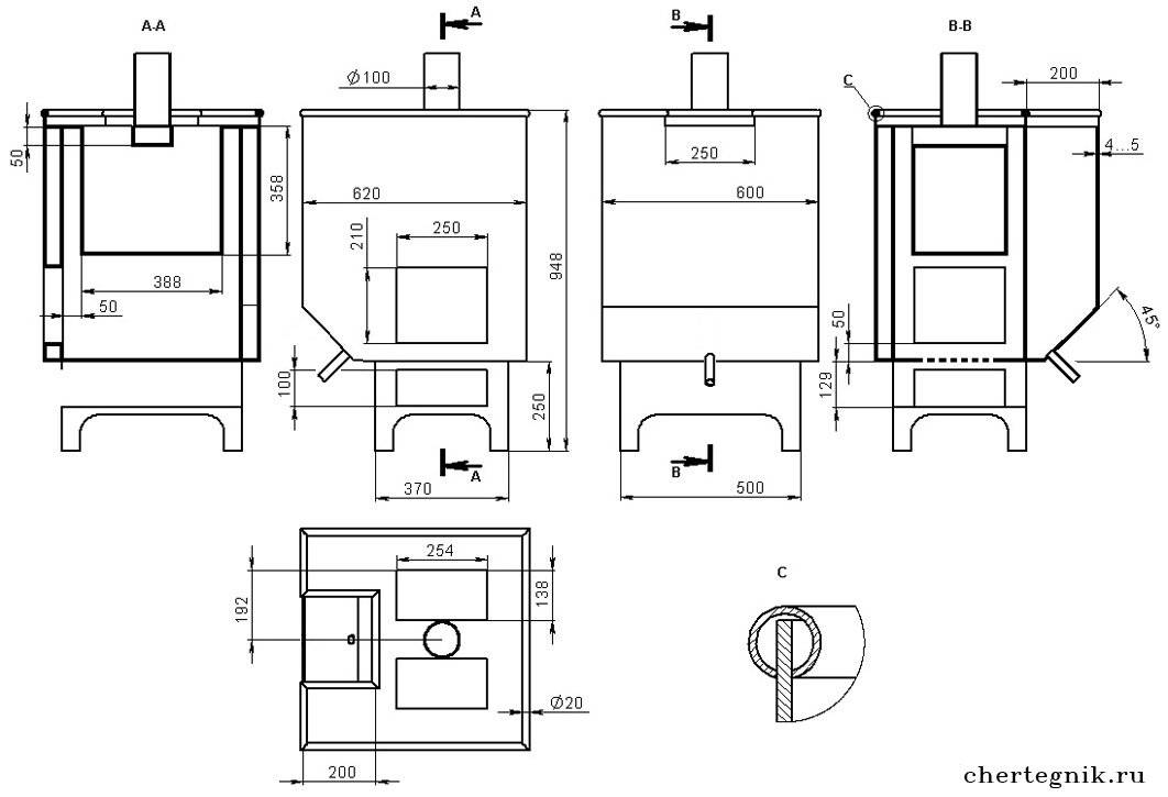 Банные печи чертежи